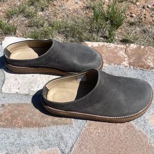 Haflinger Gray Leather Cork bottom Slip On Mules Women’s Size 7 37 Like New